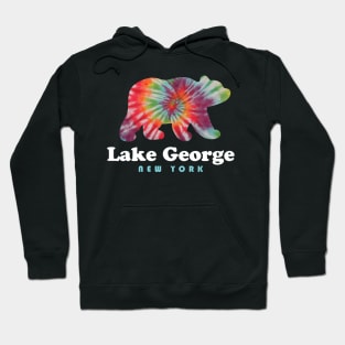 Lake George NY Bear Tie Dye New York Vacation Hoodie